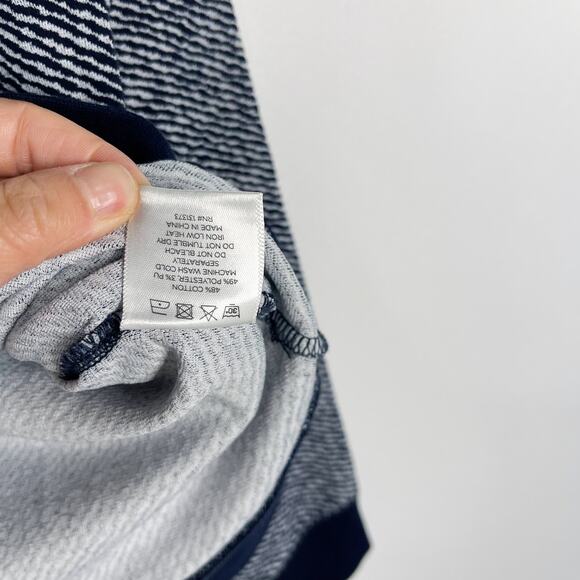 Saturdays New York City Mens Small Navy Blue White Zebra Knit Crew Neck Sweater - Picture 8 of 8